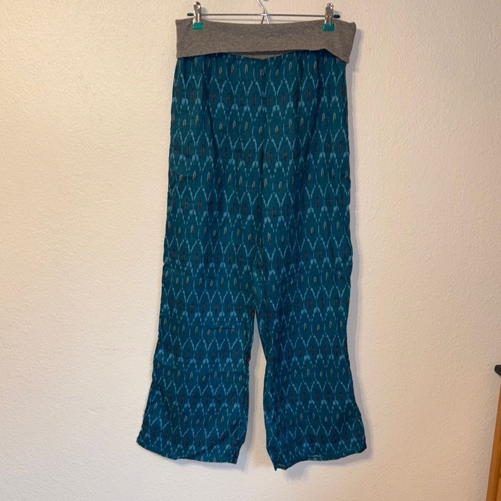 Sundance Linen Ikat Wide Leg Pull On Pants Medium
